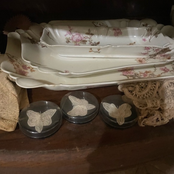 Large Antique Theodore Haviland Limoges Floral Oval Lidded Server Gold Trim - Picture 2 of 4